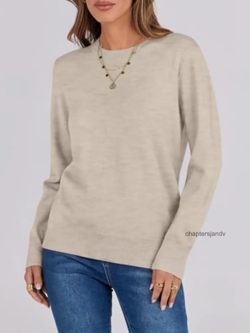 ANRABESS Women's Crewneck Pullover Sweater Long Sleeve Casual Knit